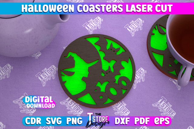 Halloween Coaster | Template Coaster | Halloween Party | Haunter House | CNC File SVG The T Store Design 