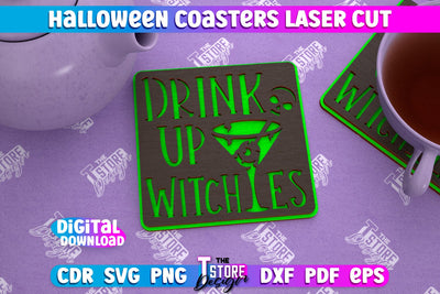 Halloween Coaster | Template Coaster | Halloween Party | Haunter House | CNC File SVG The T Store Design 