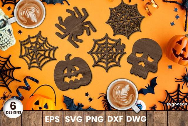 Halloween Coasters Laser Cut Bundle SVG SvgOcean 