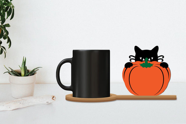 Halloween Coffee Coaster Decor, Coffee Coaster Laser Cut SVG zafrans studio 