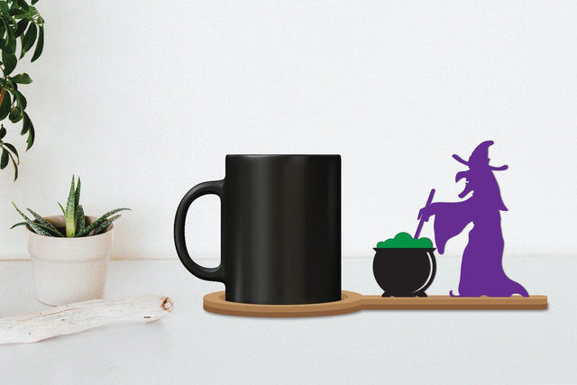 Halloween Coffee Coaster Decor, Witch Coaster SVG zafrans studio 