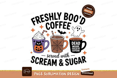 Halloween coffee drinks with spooky decorations ghost Sublimation Designangry 