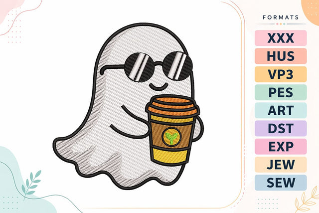 Halloween Coffee Ghost Embroidery Design Embroidery/Applique DESIGNS sg embroidery 