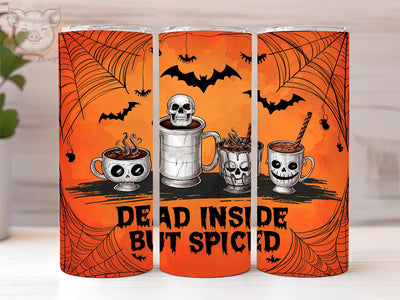 Halloween Coffee Skull 20oz Tumbler Png, Straight & Tapered Tumbler Png, Dead Inside But Spiced Tumbler Png, Digital Download PNG Sublimation Lara' s Designs 