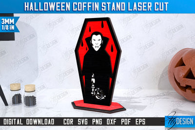 Halloween Coffin Stand Laser Cut | Halloween Decorations | CNC File SVG Fly Design 