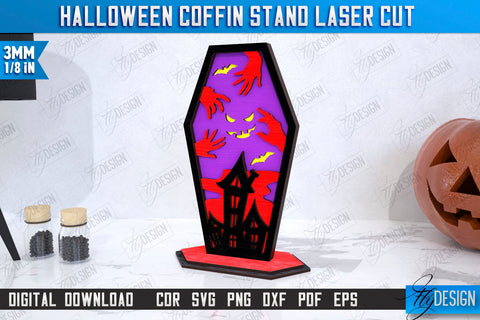 Halloween Coffin Stands Laser Cut Bundle | Halloween Decorations | CNC Files SVG Fly Design 