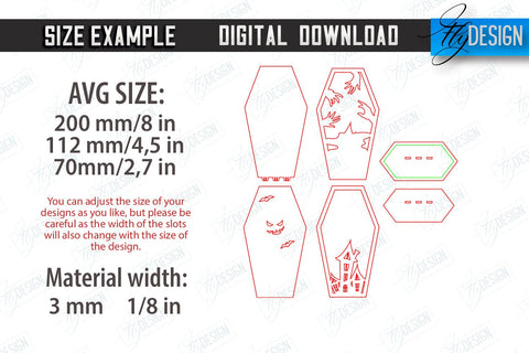 Halloween Coffin Stands Laser Cut Bundle | Halloween Decorations | CNC Files SVG Fly Design 