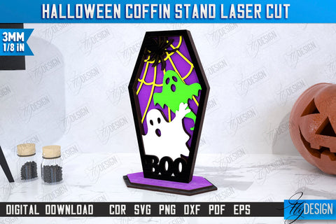 Halloween Coffin Stands Laser Cut Bundle | Halloween Decorations | CNC Files SVG Fly Design 