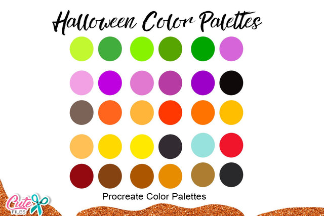 Halloween Color Palettes for Procreate Sublimation Cute files 