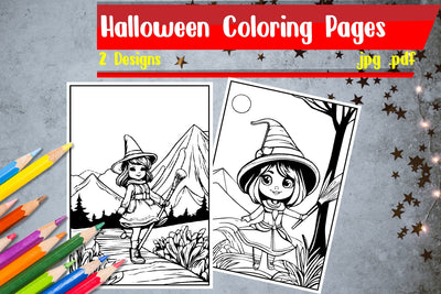 Halloween Coloring Pages | Cute Witch Coloring Pages SVG zafrans studio 