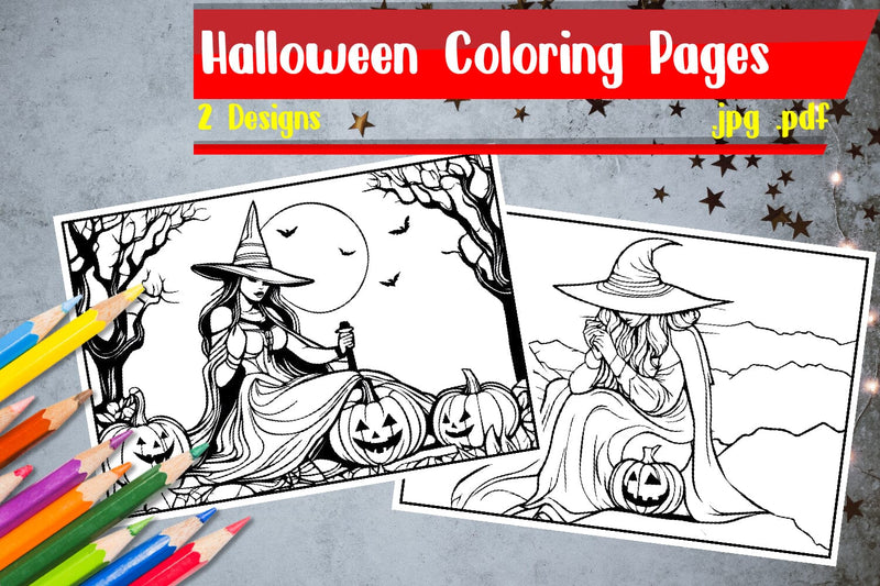 Halloween Coloring Pages | Witch Coloring Pages SVG zafrans studio 