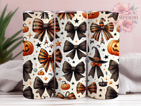 Halloween Coquette 20 oz Skinny Tumbler Sublimation Design, Straight & Tapered Tumbler Png, Pumpkin Season Tumbler Png, Digital Download PNG Sublimation Li Zamperini 