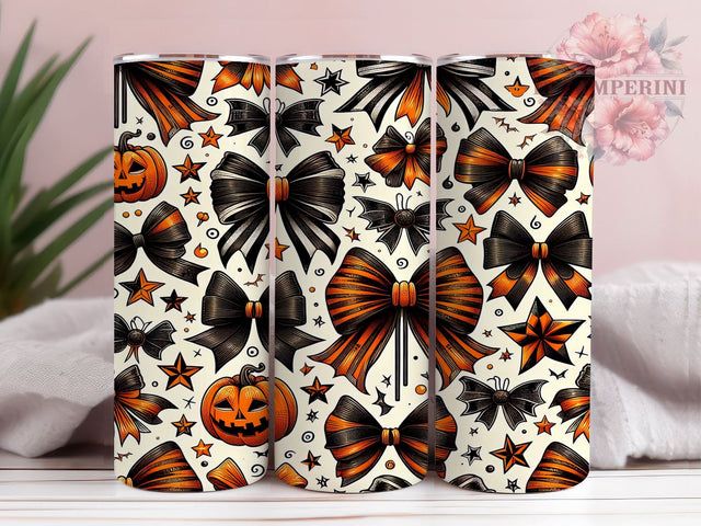 Halloween Coquette 20 oz Skinny Tumbler Sublimation Design, Straight & Tapered Tumbler Png, Pumpkin Season Tumbler Png, Digital Download PNG Sublimation Li Zamperini 