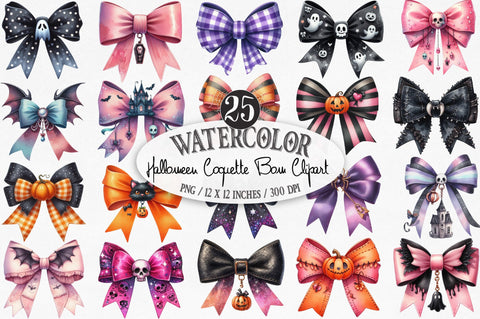 Halloween Coquette Bow Clipart Bundle Sublimation SVGista 
