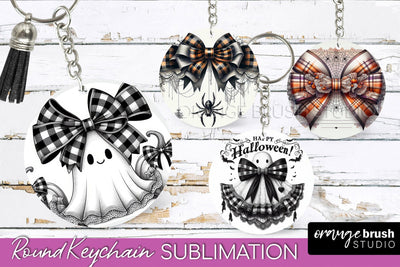 Halloween Coquette Bow Keychain Sublimation Sublimation OrangeBrushStudio 
