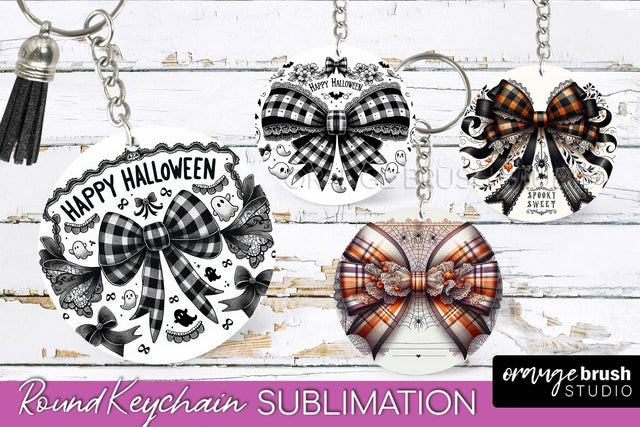 Halloween Coquette Bow Keychain Sublimation Sublimation OrangeBrushStudio 