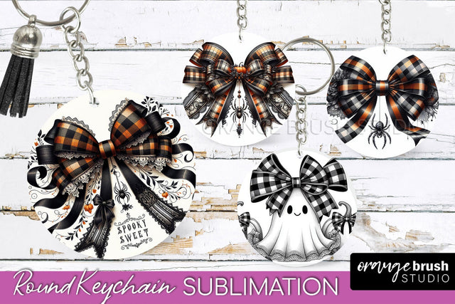 Halloween Coquette Bow Keychain Sublimation Sublimation OrangeBrushStudio 
