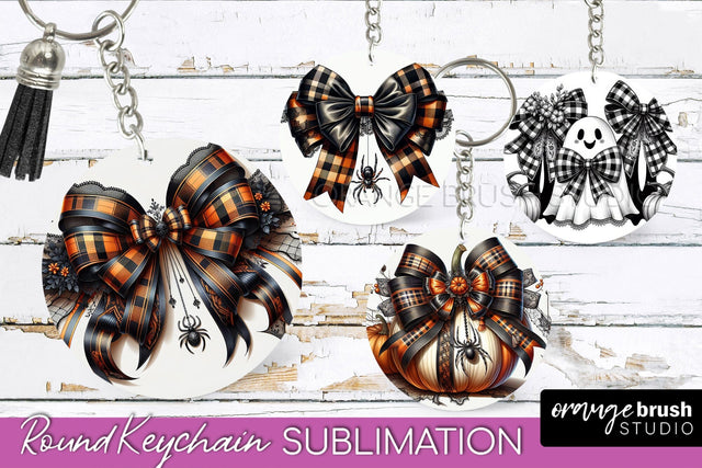 Halloween Coquette Bow Keychain Sublimation Sublimation OrangeBrushStudio 