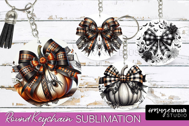 Halloween Coquette Bow Keychain Sublimation Sublimation OrangeBrushStudio 