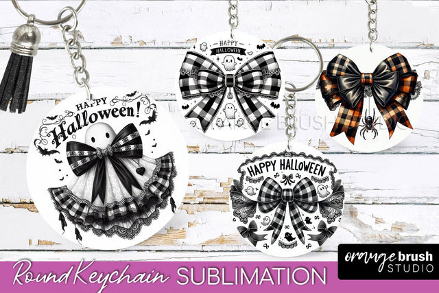 Halloween Coquette Bow Keychain Sublimation Sublimation OrangeBrushStudio 