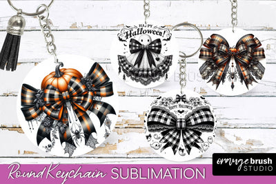 Halloween Coquette Bow Keychain Sublimation Sublimation OrangeBrushStudio 