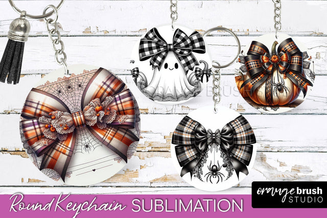 Halloween Coquette Bow Keychain Sublimation Sublimation OrangeBrushStudio 