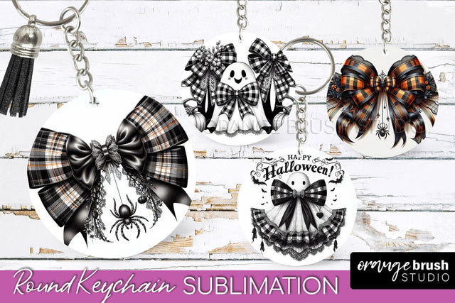 Halloween Coquette Bow Keychain Sublimation Sublimation OrangeBrushStudio 