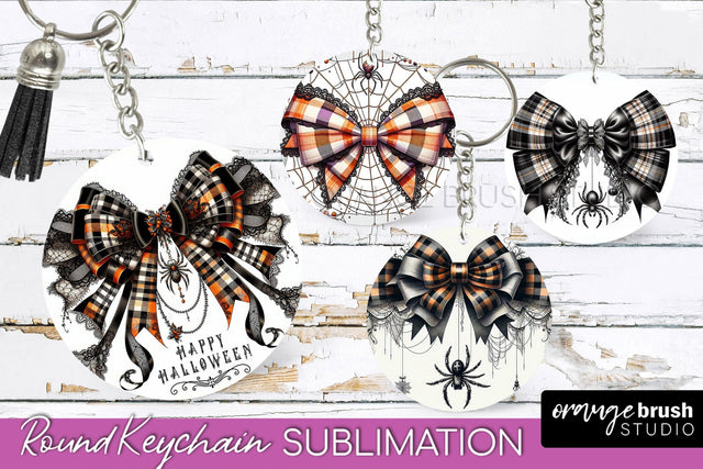Halloween Coquette Bow Keychain Sublimation Sublimation OrangeBrushStudio 