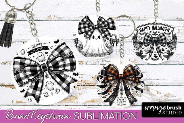Halloween Coquette Bow Keychain Sublimation Sublimation OrangeBrushStudio 