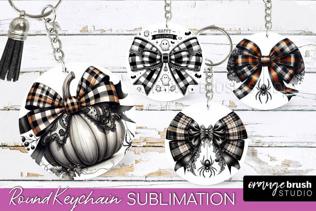 Halloween Coquette Bow Keychain Sublimation Sublimation OrangeBrushStudio 