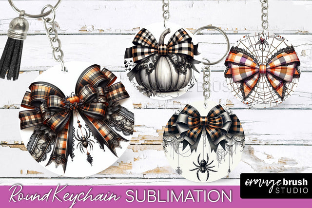 Halloween Coquette Bow Keychain Sublimation Sublimation OrangeBrushStudio 