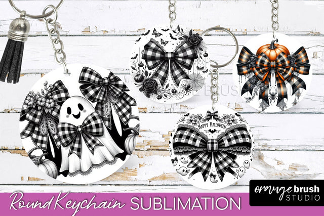 Halloween Coquette Bow Keychain Sublimation Sublimation OrangeBrushStudio 