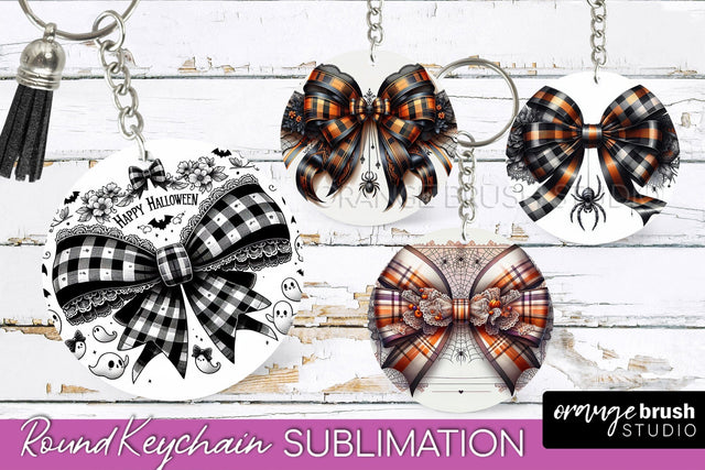 Halloween Coquette Bow Keychain Sublimation Sublimation OrangeBrushStudio 