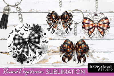Halloween Coquette Bow Keychain Sublimation Sublimation OrangeBrushStudio 