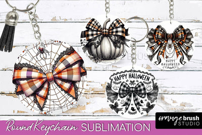 Halloween Coquette Bow Keychain Sublimation Sublimation OrangeBrushStudio 
