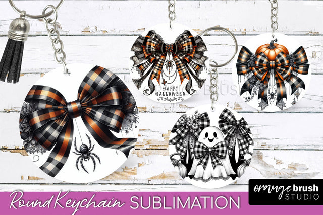 Halloween Coquette Bow Keychain Sublimation Sublimation OrangeBrushStudio 
