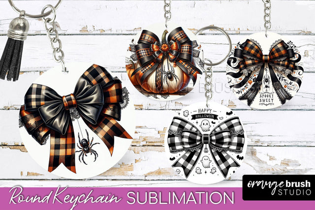 Halloween Coquette Bow Keychain Sublimation Sublimation OrangeBrushStudio 
