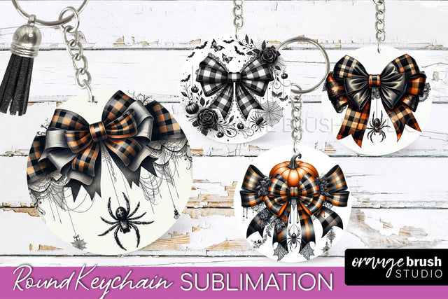 Halloween Coquette Bow Keychain Sublimation Sublimation OrangeBrushStudio 