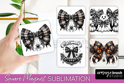 Halloween Coquette Bow Magnet Sublimation - Halloween Magnet Sublimation OrangeBrushStudio 
