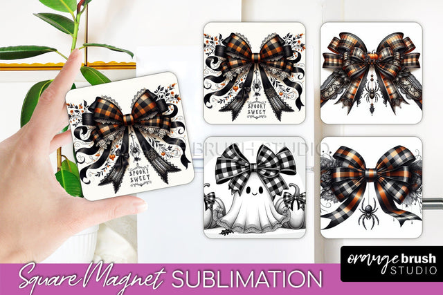 Halloween Coquette Bow Magnet Sublimation - Halloween Magnet Sublimation OrangeBrushStudio 