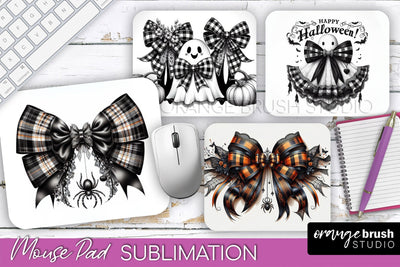 Halloween Coquette Bow Mouse Pad Sublimation Sublimation OrangeBrushStudio 