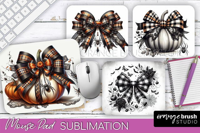 Halloween Coquette Bow Mouse Pad Sublimation Sublimation OrangeBrushStudio 