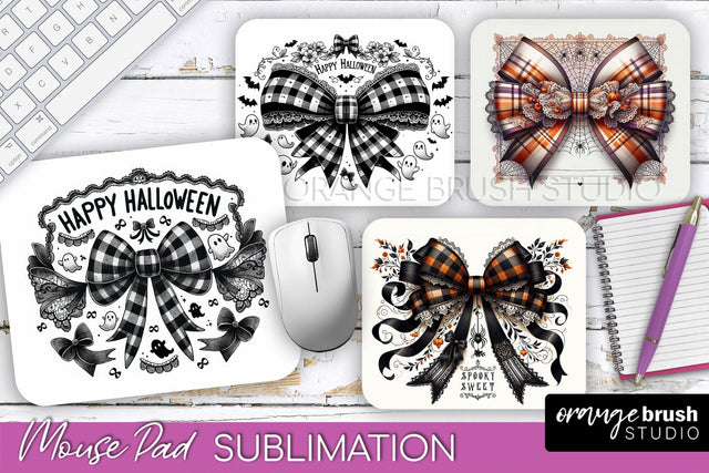Halloween Coquette Bow Mouse Pad Sublimation Sublimation OrangeBrushStudio 