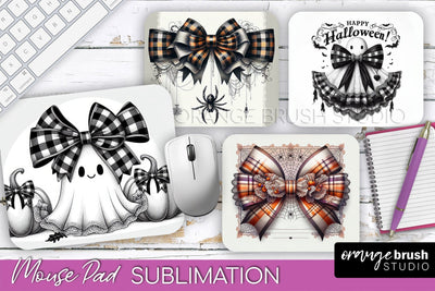 Halloween Coquette Bow Mouse Pad Sublimation Sublimation OrangeBrushStudio 