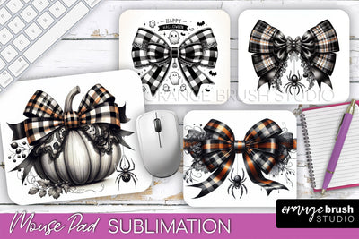 Halloween Coquette Bow Mouse Pad Sublimation Sublimation OrangeBrushStudio 