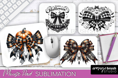 Halloween Coquette Bow Mouse Pad Sublimation Sublimation OrangeBrushStudio 
