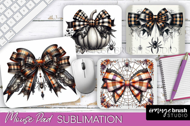 Halloween Coquette Bow Mouse Pad Sublimation Sublimation OrangeBrushStudio 
