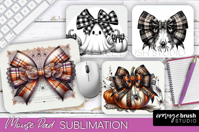 Halloween Coquette Bow Mouse Pad Sublimation Sublimation OrangeBrushStudio 