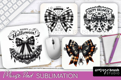 Halloween Coquette Bow Mouse Pad Sublimation Sublimation OrangeBrushStudio 