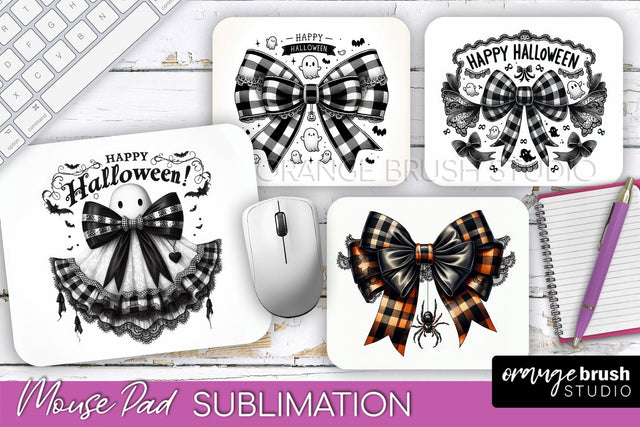 Halloween Coquette Bow Mouse Pad Sublimation Sublimation OrangeBrushStudio 
